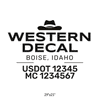 truck door decal with USDOT, MC