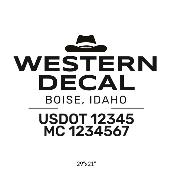 truck door decal with USDOT, MC