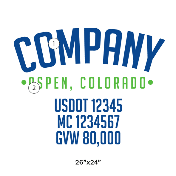 truck door decal with USDOT, MC, GVW