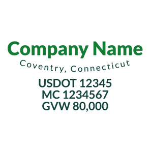 truck door decal with USDOT, MC, GVW