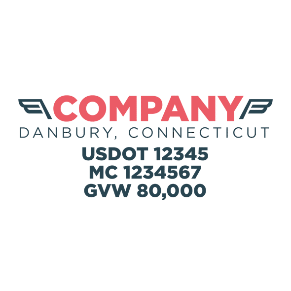 truck door decal with USDOT, MC, GVW