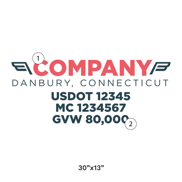 truck door decal with USDOT, MC, GVW