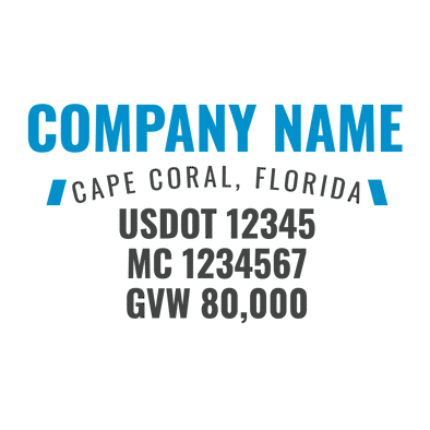 truck door decal with USDOT, MC, GVW