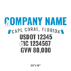 truck door decal with USDOT, MC, GVW