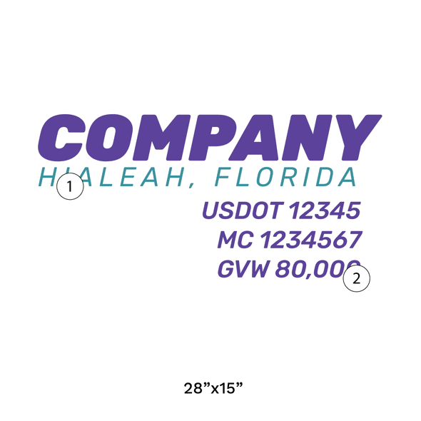 truck door decal with USDOT, MC, GVW