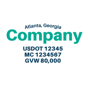 truck door decal with USDOT, MC, GVW