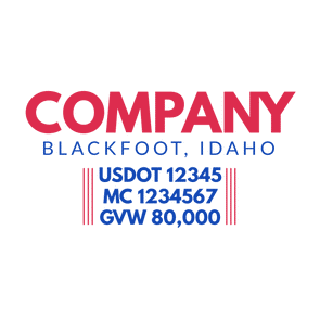 truck door decal with USDOT, MC, GVW