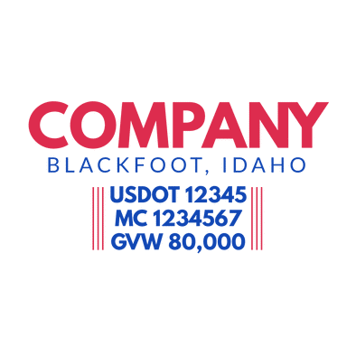 truck door decal with USDOT, MC, GVW
