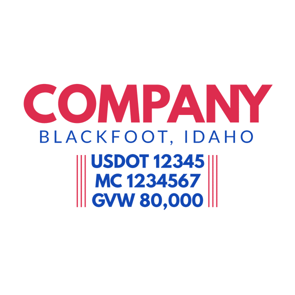 truck door decal with USDOT, MC, GVW