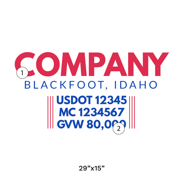 truck door decal with USDOT, MC, GVW