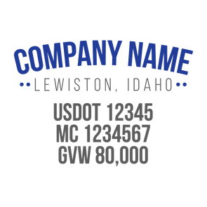 truck door decal with USDOT, MC, GVW