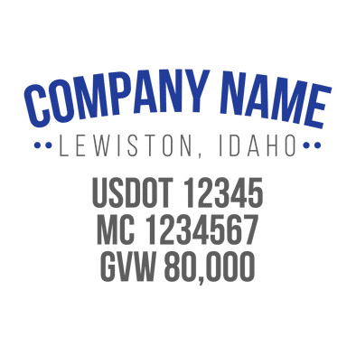 truck door decal with USDOT, MC, GVW