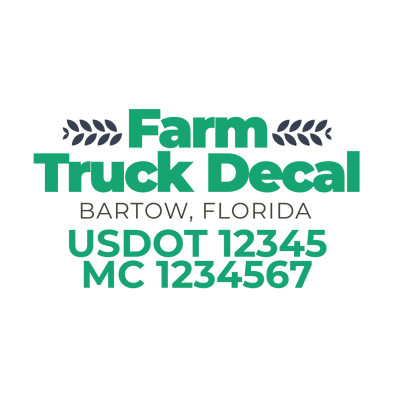 truck door decal with USDOT, MC