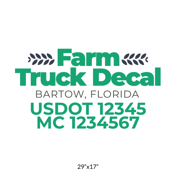 truck door decal with USDOT, MC