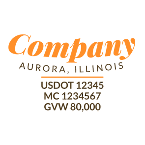 truck door decal with USDOT, MC, GVW