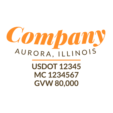 truck door decal with USDOT, MC, GVW