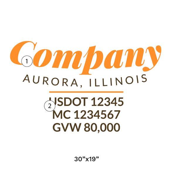 truck door decal with USDOT, MC, GVW
