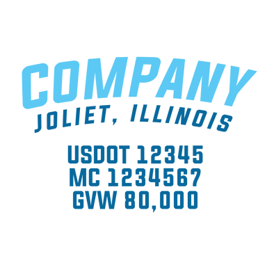 truck door decal with USDOT, MC, GVW
