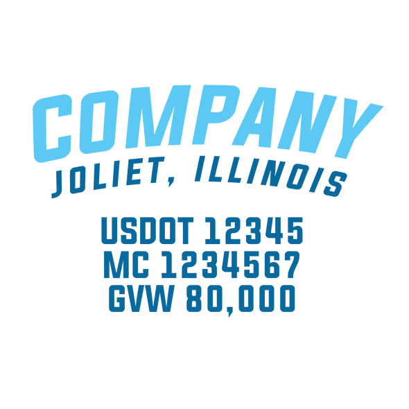 truck door decal with USDOT, MC, GVW