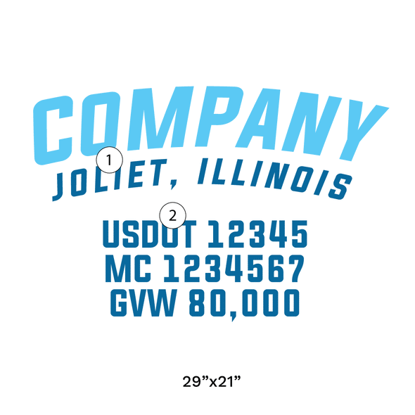 truck door decal with USDOT, MC, GVW