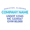 truck door decal with USDOT, MC, GVW