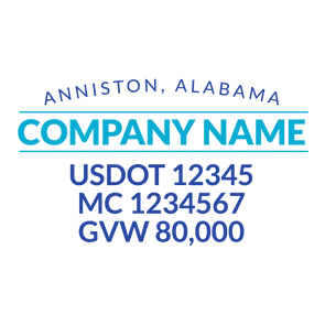 truck door decal with USDOT, MC, GVW