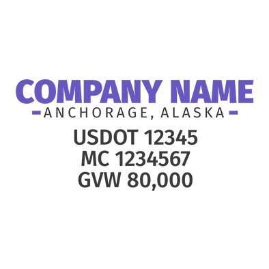 truck door decal with USDOT, MC, GVW