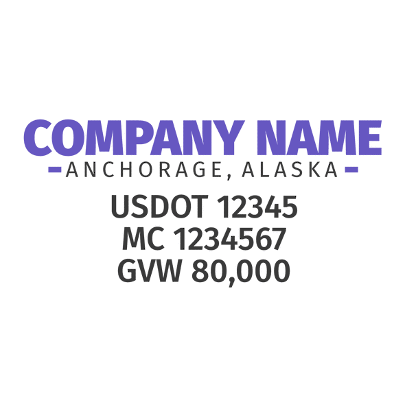 truck door decal with USDOT, MC, GVW