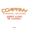 truck door decal with USDOT, MC