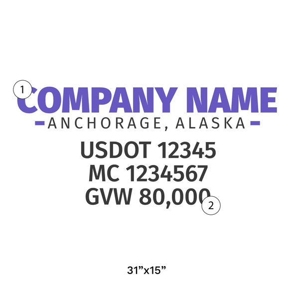 truck door decal with USDOT, MC, GVW