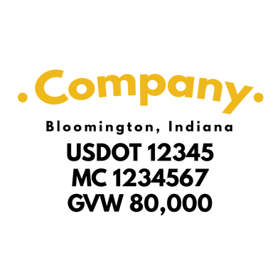 truck door decal with USDOT, MC, GVW