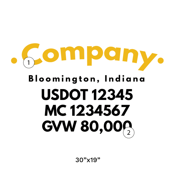 truck door decal with USDOT, MC, GVW