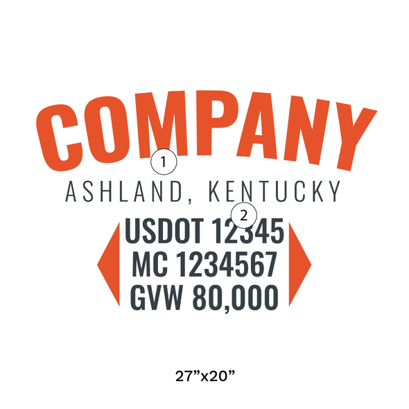 truck door decal with USDOT, MC, GVW