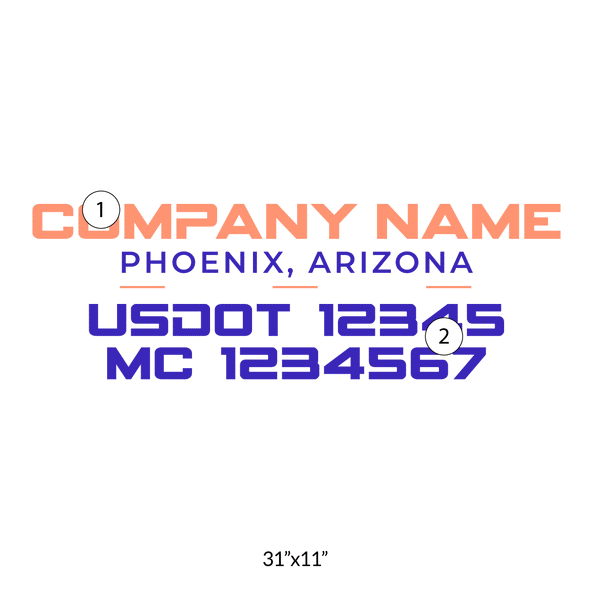 truck door decal with USDOT, MC