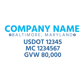 truck door decal with USDOT, MC, GVW