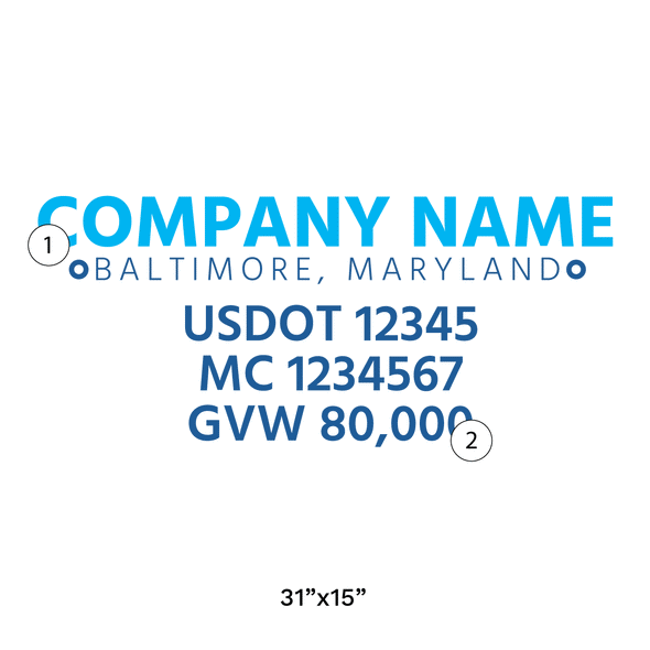 truck door decal with USDOT, MC, GVW