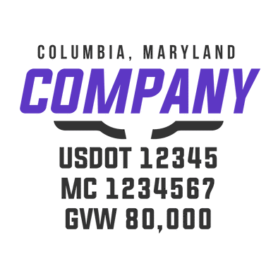 truck door decal with USDOT, MC, GVW