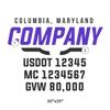 truck door decal with USDOT, MC, GVW