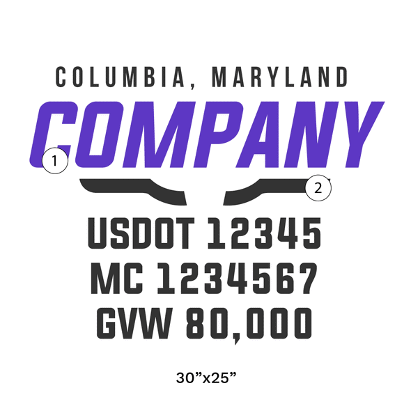 truck door decal with USDOT, MC, GVW