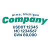 truck door decal with USDOT, MC, GVW