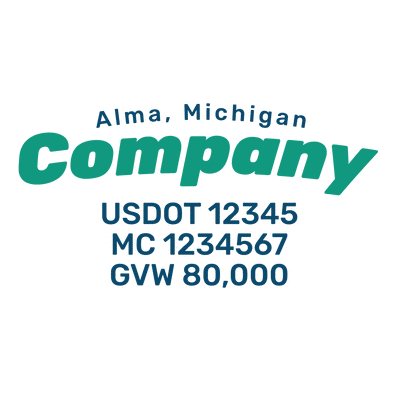truck door decal with USDOT, MC, GVW