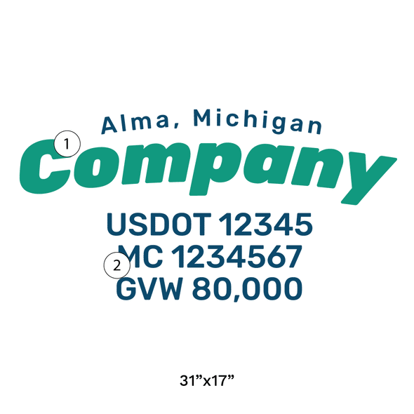 truck door decal with USDOT, MC, GVW