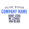 truck door decal with USDOT, MC, GVW