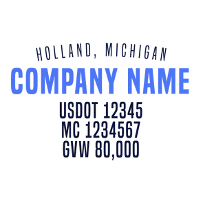 truck door decal with USDOT, MC, GVW
