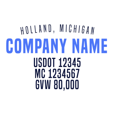 truck door decal with USDOT, MC, GVW