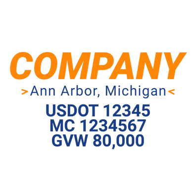 truck door decal with USDOT, MC, GVW