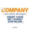 truck door decal with USDOT, MC, GVW