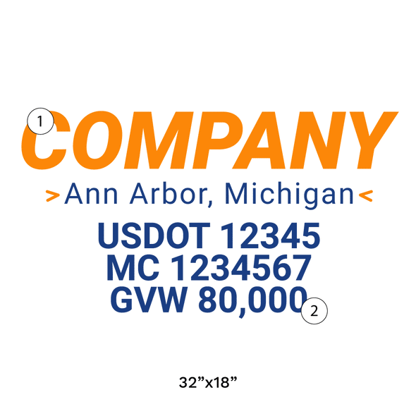 truck door decal with USDOT, MC, GVW