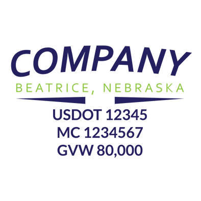 truck door decal with USDOT, MC, GVW
