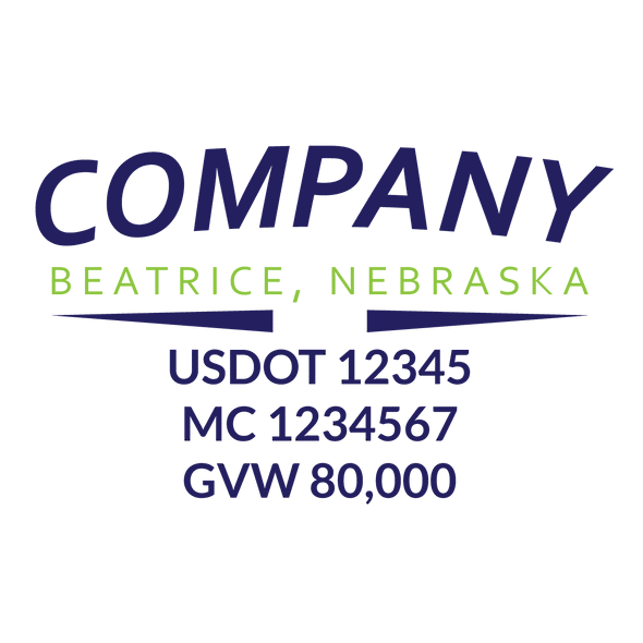 truck door decal with USDOT, MC, GVW
